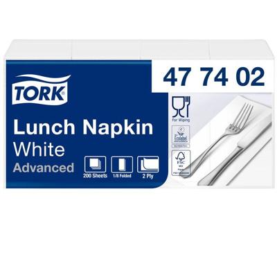 Tork - Lunchservet Wit 33x33 2lgs 1/8 Vouw - 200 stuks