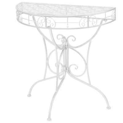Bijzettafel vintage stijl half rond 72x36x74 cm metaal zilver Bijzettafel vintage stijl half rond 72x36x74 cm metaal zilver