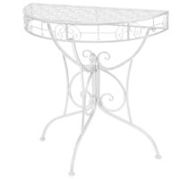 Bijzettafel vintage stijl half rond 72x36x74 cm metaal zilver - thumbnail