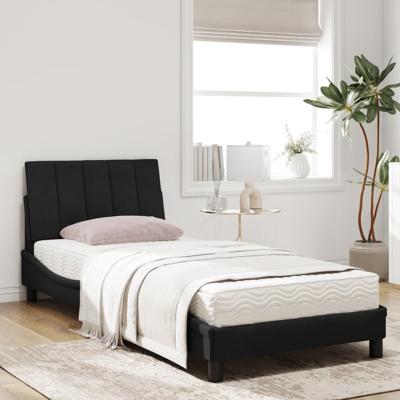 Bed met matras "Hanko" fluweel zwart 90x200 cm
