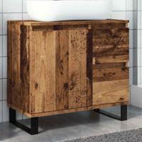 Badkamerkast 65x33x60 cm bewerkt hout oud houtkleurig - thumbnail