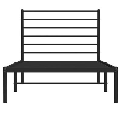 Bedframe met hoofdbord metaal zwart 80x200 cm