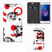 Mobiel BookCase Huawei Y5 2 | Y6 Compact Skull Red - thumbnail