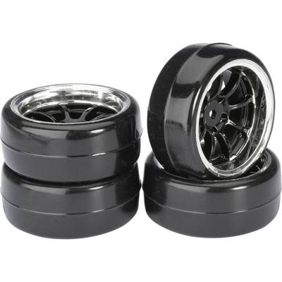 Absima drift banden op 9-Spaaks velgen Type B - Zwart/Chrome