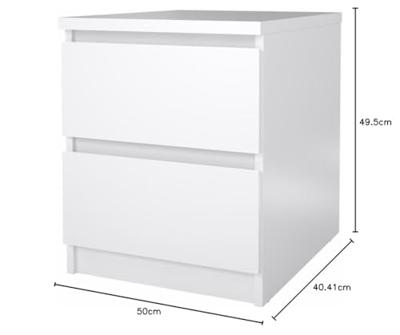 Nachtkastje Naia - 2 lades - hoogglans wit - Leen Bakker