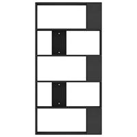 Boekenkast/kamerscherm 80x24x159 cm bewerkt hout zwart - thumbnail