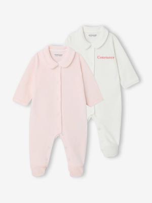 Set van 2 geribd fluwelen babyslaappakjes met opening voor rozen