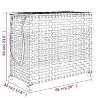Wasmand op wielen 66x35x60 cm rattan grijs - thumbnail