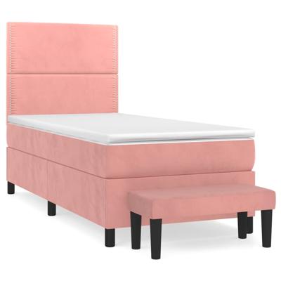 Boxspring met matras fluweel roze 120x200 cm - thumbnail