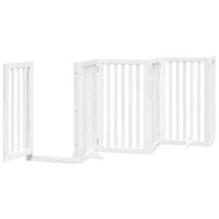 Hondenhek inklapbaar met deur 12 panelen 600cm populierhout wit - thumbnail