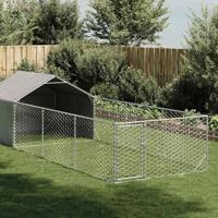 Hondenkennel met ren 6x2x1,5 m gegalvaniseerd staal - thumbnail