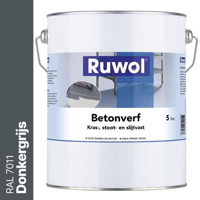 Ruwol Betonverf Donkergrijs (RAL 7011) 5 liter