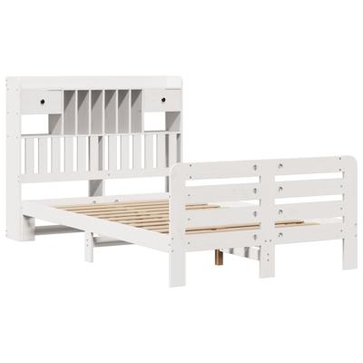 Bed met boekenkast zonder matras grenenhout wit 160x200 cm
