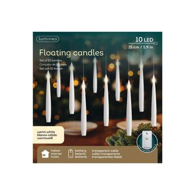 Zwevende LED Kaarsenset 10-delig h15cm