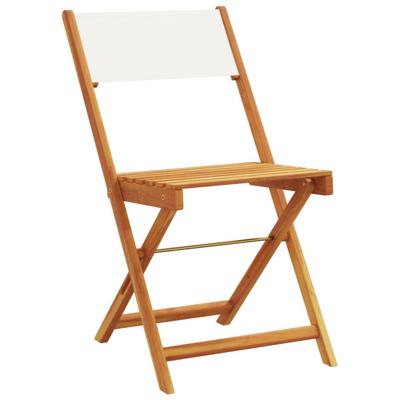 Tuinstoelen 8 st inklapbaar massief hout en stof crèmewit - thumbnail