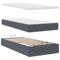 Ottoman bed met matras 80x200cm fluweel donkergrijs - thumbnail