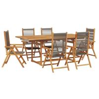 7-delige Tuinset polypropeen en massief hout grijs - thumbnail