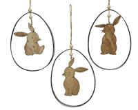 Konijn triplex hout in metalen ring - thumbnail