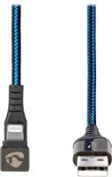 Nedis GCTB39300AL20 Data- En Oplaadkabel Usb-a Male Naar Apple Lightning 8-pins Male 180°-aansluiting Voor Gaming 2,0 M Rond Gevlochten Zwart-blauw - thumbnail