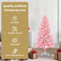 VidaXL Kerstboom met 150 led met standaard roze 120 cm pvc - thumbnail
