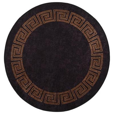 Vloerkleed wasbaar anti-slip 120 cm zwart en goudkleurig