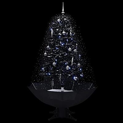 Kerstboom sneeuwend met paraplubasis 170 cm PVC zwart