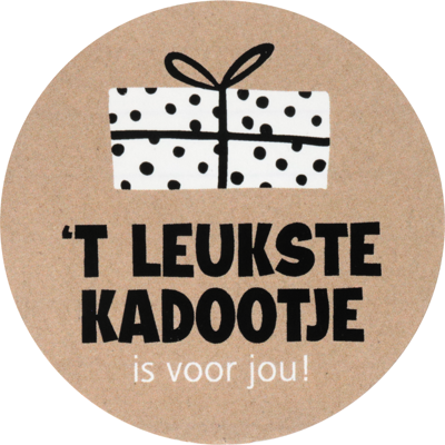 Etiket | Cadeauetiket | papier | ´t leukste kadootje is voor jou | ∅50mm | rol à 200 stuks