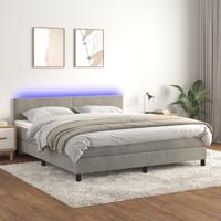 Boxspring met matras en LED fluweel lichtgrijs 160x200 cm - thumbnail