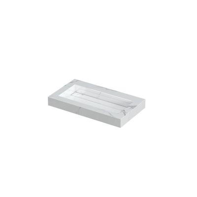 INK Pitch Wastafel Keramische Slab Bak met Drain en Front en Side Skirts Zonder Kraangat - 800x450x90 mm - Statuario Glans