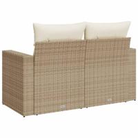 Tuinbank 2-zits met kussens poly rattan beige - thumbnail