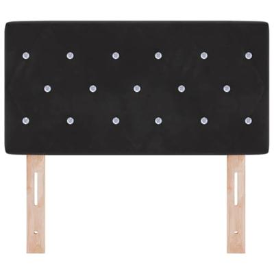 LED Hoofdbord met Kristalknop, Ge tuft, Zwart, 80 cm Fluweel