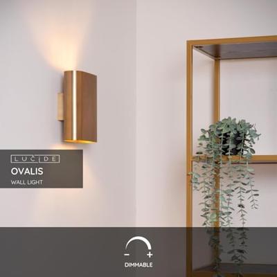 Lucide OVALIS - Wandlamp - 2xE14 - Mat Goud / Messing