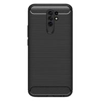 Shop4 - Xiaomi Redmi 9 Hoesje - Zachte Back Case Brushed Carbon Zwart - thumbnail