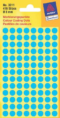 Avery-Zweckform 3011 Etiketten Ø 8 mm Papier Blauw 416 stuk(s) Permanent hechtend Etiketten voor markeringspunten