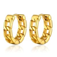 Mendes RVS Heren Oorringen goudkleurig met schakelstructuur - thumbnail