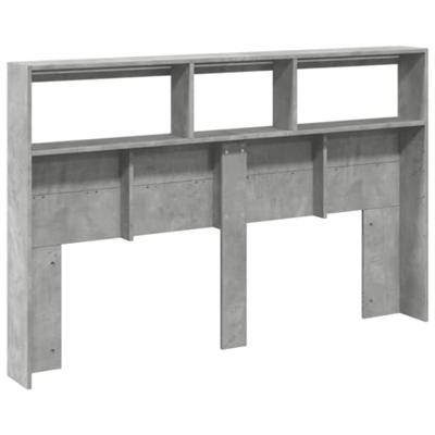 Hoofdbordkast met LED-verlichting 160x17x102 cm betongrijs