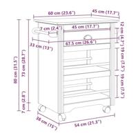 Keukentrolley BODO 67,5x45x80 cm wit en bruin - thumbnail
