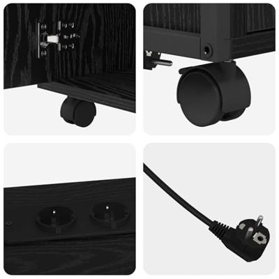 Kantoor kast met wiel Zwart eiken 60 x 46 x 67 cm Bewerkt hout Kantoor kast met wiel Zwart eiken 60 x 46 x 67 cm Bewerkt hout