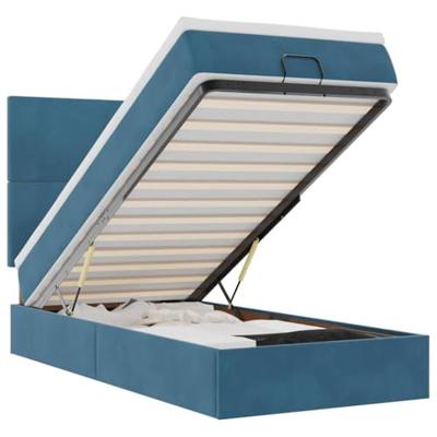 Ottoman bed met matrassen 90x200cm fluweel donkerblauw