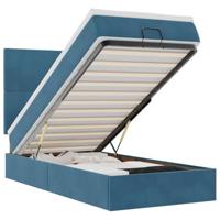 Ottoman bed met matrassen 100x200cm fluweel donkerblauw - thumbnail