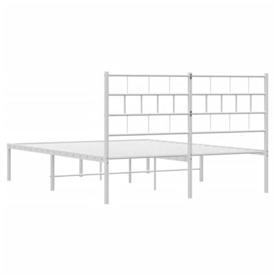 Bedframe met hoofdbord metaal wit 140x200 cm Bedframe met hoofdbord metaal wit 140x200 cm