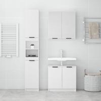 3-delige Badkamerkastenset bewerkt hout wit - thumbnail