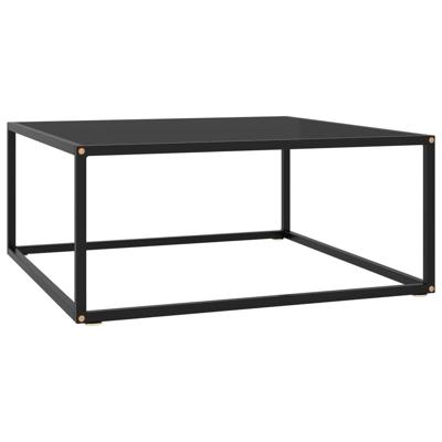 Salontafel met zwart glas 80x80x35 cm zwart