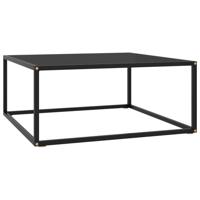 Salontafel met zwart glas 80x80x35 cm zwart - thumbnail