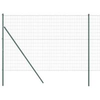 VidaXL Hek met paal groen 1,5 x 10 m staal en pvc - thumbnail