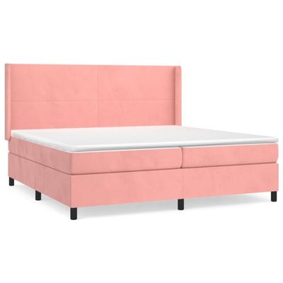 Boxspring met matras fluweel roze 200x200 cm