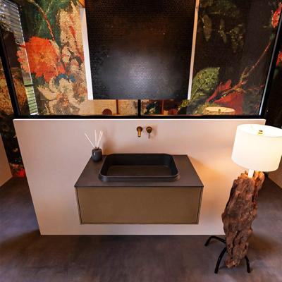 Badkamermeubelset Mondiaz Erin 80 cm met 1 Lade met RIDGE Wastafel Midden Urban Zonder Kraangaten Greeploos Mat Rust Badkamermeubelset Mondiaz Erin 80 cm met 1 Lade met RIDGE Wastafel Midden Urban Zonder Kraangaten Greeploos Mat Rust