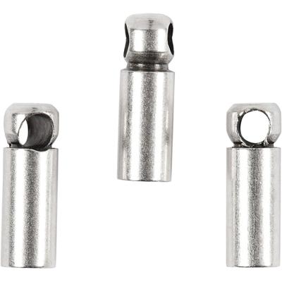 Creativ Company Eindkappen, l: 8 mm, d 2 mm, verzilverd, 10 stuk/ 1 doos