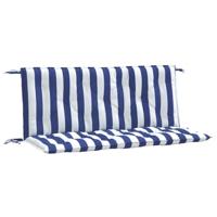 VidaXL Tuinbankkussens 2 st gestreept 120x50x7 cm stof wit en blauw - thumbnail