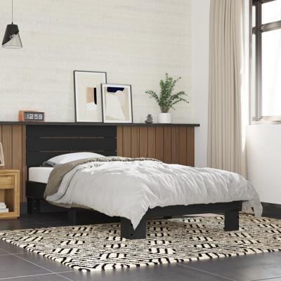Bedframe bewerkt hout metaal zwart 120x200 cm